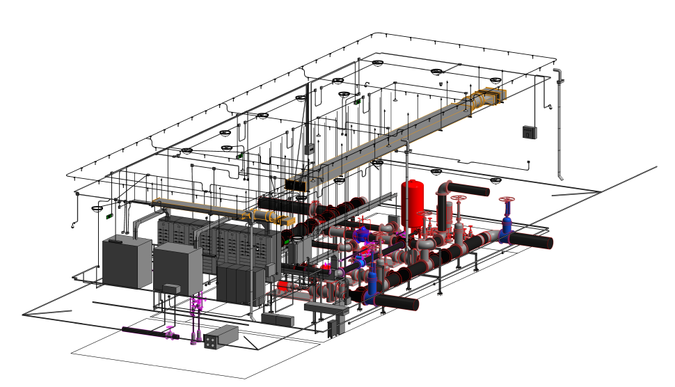 湖北鄂州花湖机场消防泵房机电模型总装