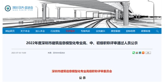 深圳市建筑信息模型化专业高级职称评审委员会