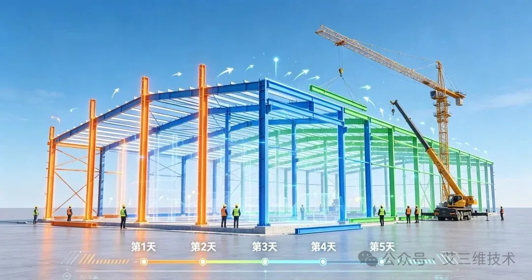 艾三维-Tekla+SYNCHRO联动：钢结构厂房4D施工模拟落地全流程4