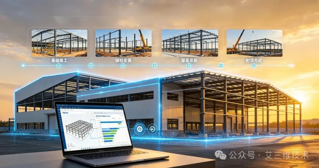 艾三维-Tekla+SYNCHRO联动：钢结构厂房4D施工模拟落地全流程7