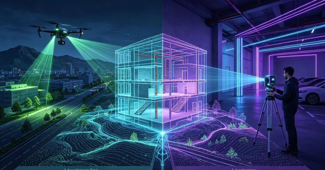 手持激光扫描仪 vs 机载激光雷达：室内外一体化建模到底该怎么选？