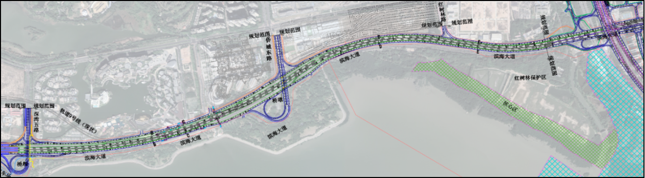 滨海大道-项目总体线位布置图